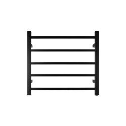 530Hx600Wx120Dmm Square Matt Black Electric Heated Towel Rack 5 Bars